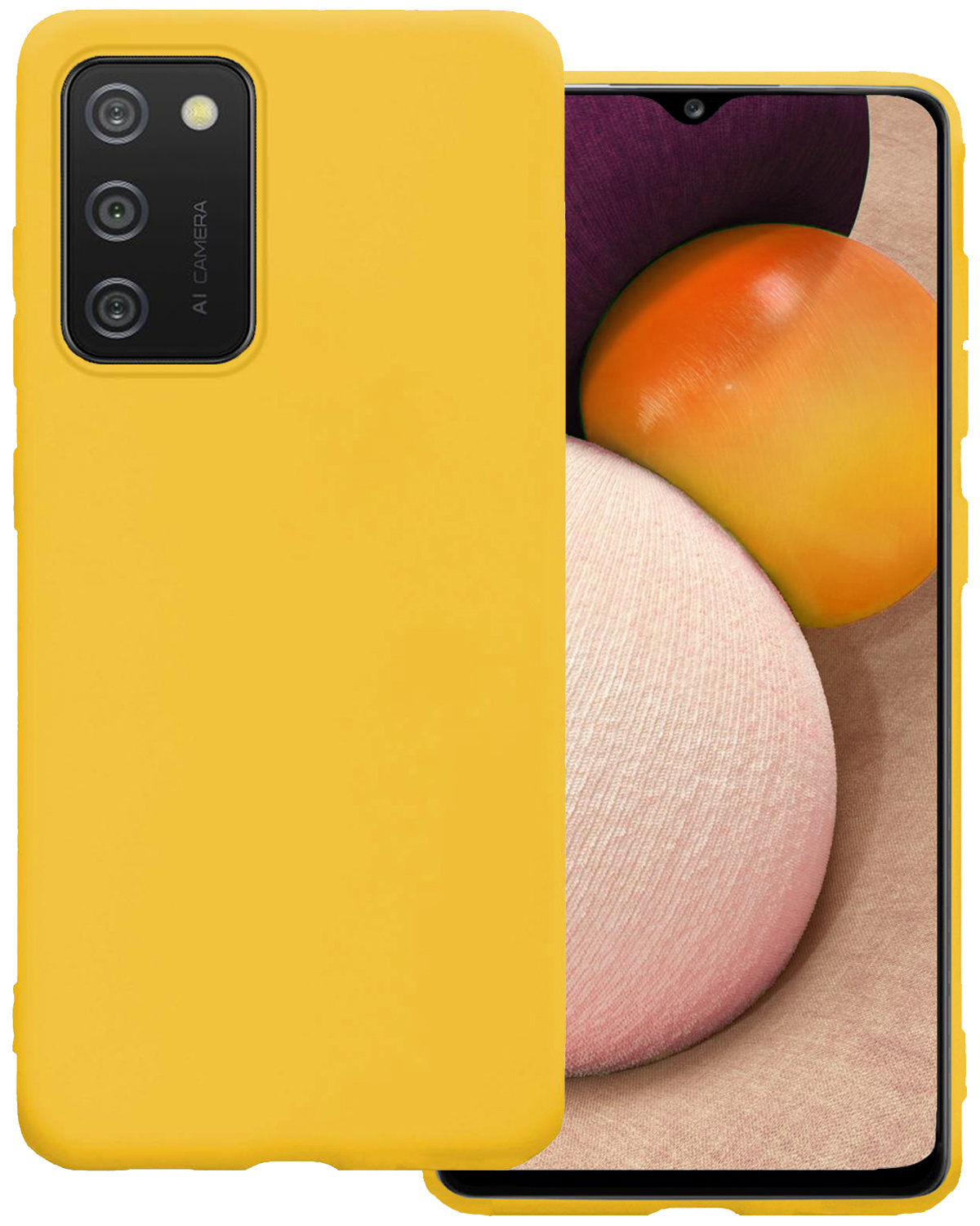 BASEY. Hoes Geschikt voor Samsung A02s Hoesje Siliconen Back Cover Case - Hoesje Geschikt voor Samsung Galaxy A02s Hoes Cover Hoesje - Geel
