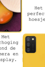 BASEY. Hoes Geschikt voor Samsung A02s Hoesje Siliconen Back Cover Case - Hoesje Geschikt voor Samsung Galaxy A02s Hoes Cover Hoesje - Geel