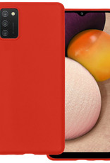 BASEY. Hoes Geschikt voor Samsung A02s Hoesje Siliconen Back Cover Case - Hoesje Geschikt voor Samsung Galaxy A02s Hoes Cover Hoesje - Rood