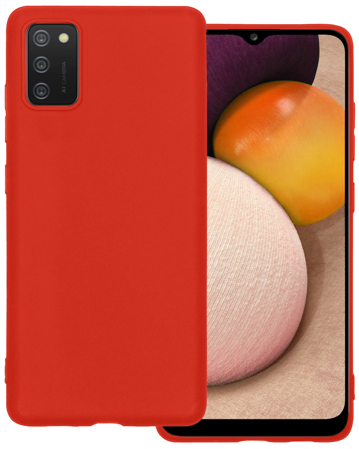 BASEY. Hoes Geschikt voor Samsung A02s Hoesje Siliconen Back Cover Case - Hoesje Geschikt voor Samsung Galaxy A02s Hoes Cover Hoesje - Rood