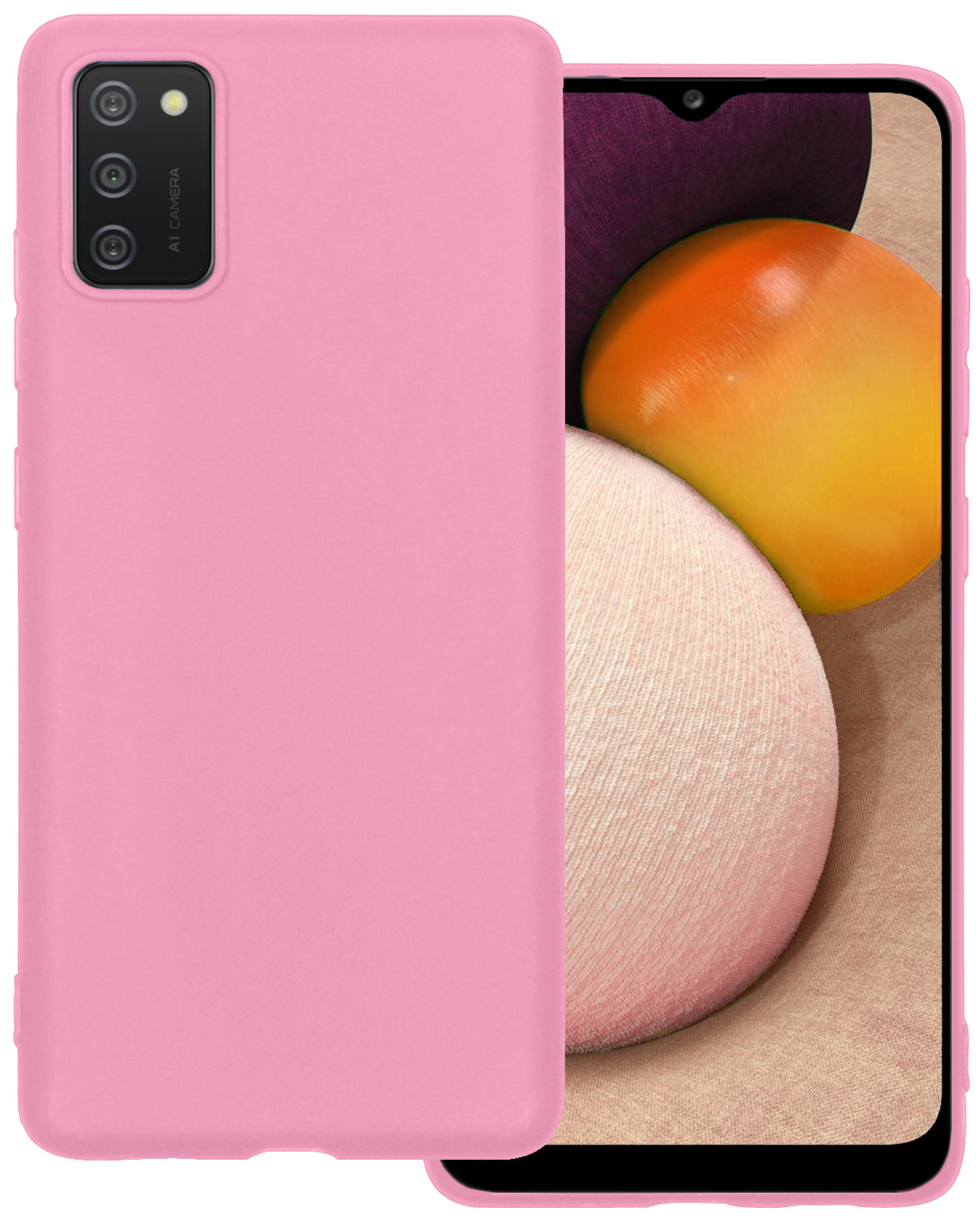 BASEY. Hoes Geschikt voor Samsung A02s Hoesje Siliconen Back Cover Case - Hoesje Geschikt voor Samsung Galaxy A02s Hoes Cover Hoesje - Lichtroze