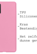 BASEY. Hoes Geschikt voor Samsung A02s Hoesje Siliconen Back Cover Case - Hoesje Geschikt voor Samsung Galaxy A02s Hoes Cover Hoesje - Lichtroze