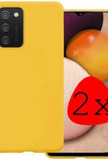BASEY. Hoes Geschikt voor Samsung A02s Hoesje Siliconen Back Cover Case - Hoesje Geschikt voor Samsung Galaxy A02s Hoes Cover Hoesje - Geel - 2 Stuks
