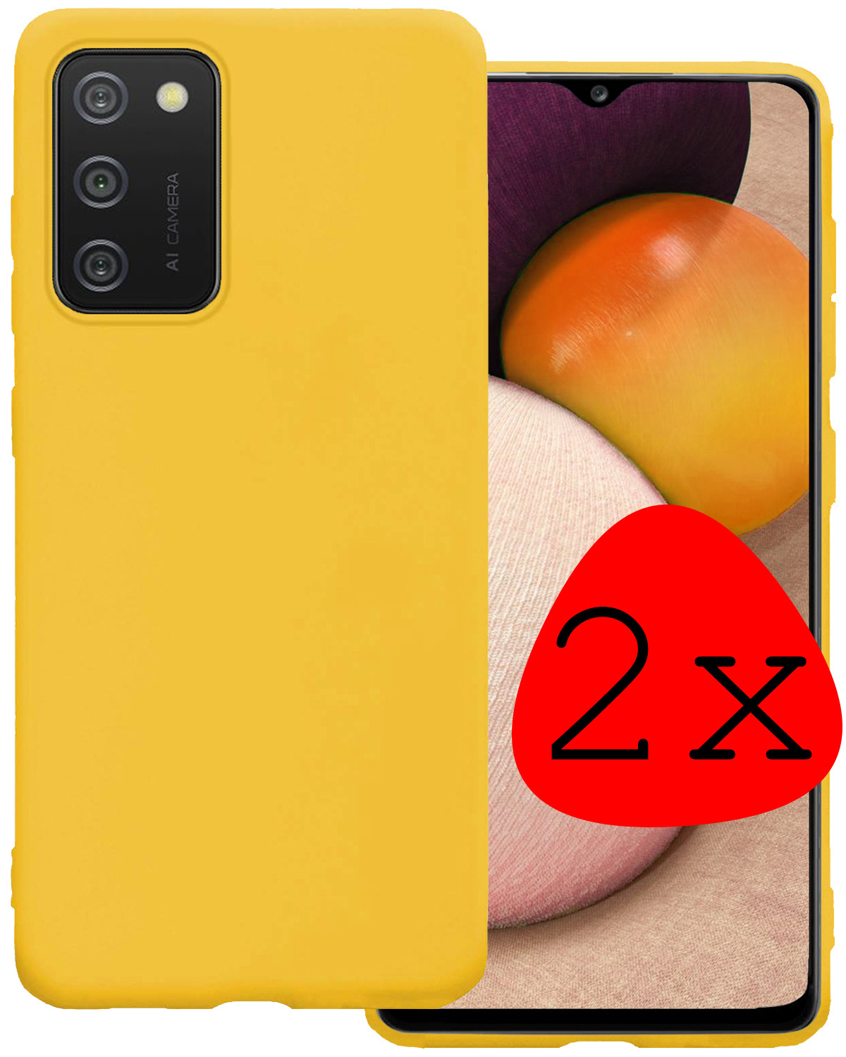 BASEY. Hoes Geschikt voor Samsung A02s Hoesje Siliconen Back Cover Case - Hoesje Geschikt voor Samsung Galaxy A02s Hoes Cover Hoesje - Geel - 2 Stuks