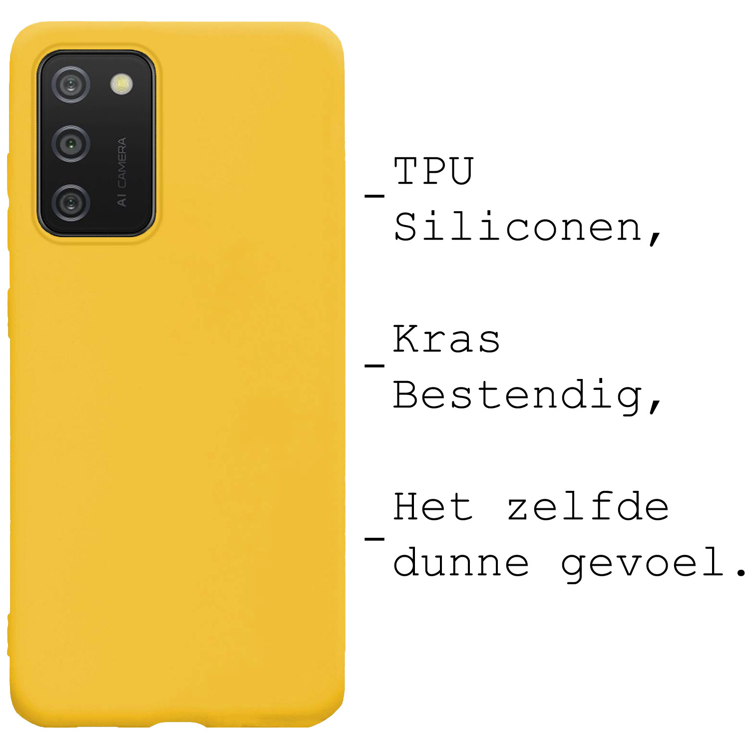 BASEY. Hoes Geschikt voor Samsung A02s Hoesje Siliconen Back Cover Case - Hoesje Geschikt voor Samsung Galaxy A02s Hoes Cover Hoesje - Geel - 2 Stuks