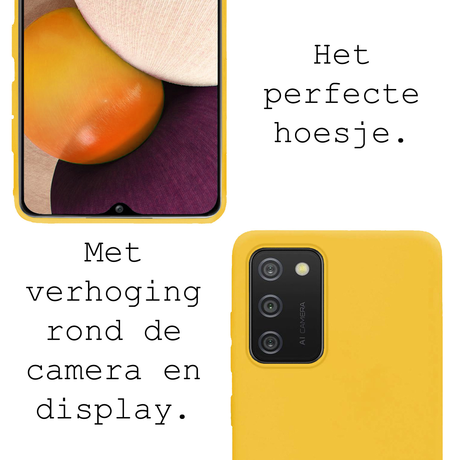 BASEY. Hoes Geschikt voor Samsung A02s Hoesje Siliconen Back Cover Case - Hoesje Geschikt voor Samsung Galaxy A02s Hoes Cover Hoesje - Geel - 2 Stuks