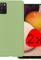 BASEY. Hoes Geschikt voor Samsung A02s Hoesje Siliconen Back Cover Case - Hoesje Geschikt voor Samsung Galaxy A02s Hoes Cover Hoesje - Groen - 2 Stuks