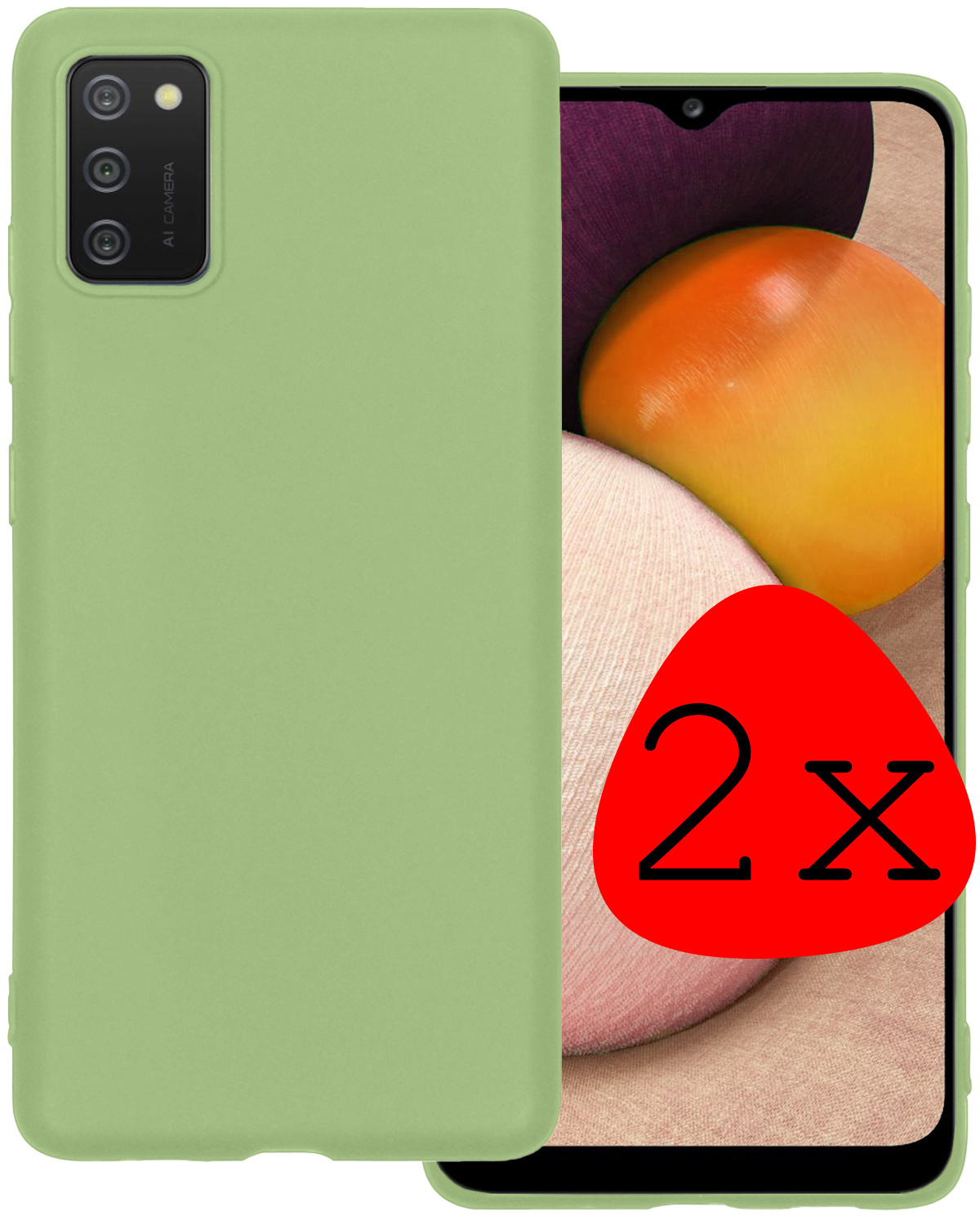 BASEY. Hoes Geschikt voor Samsung A02s Hoesje Siliconen Back Cover Case - Hoesje Geschikt voor Samsung Galaxy A02s Hoes Cover Hoesje - Groen - 2 Stuks