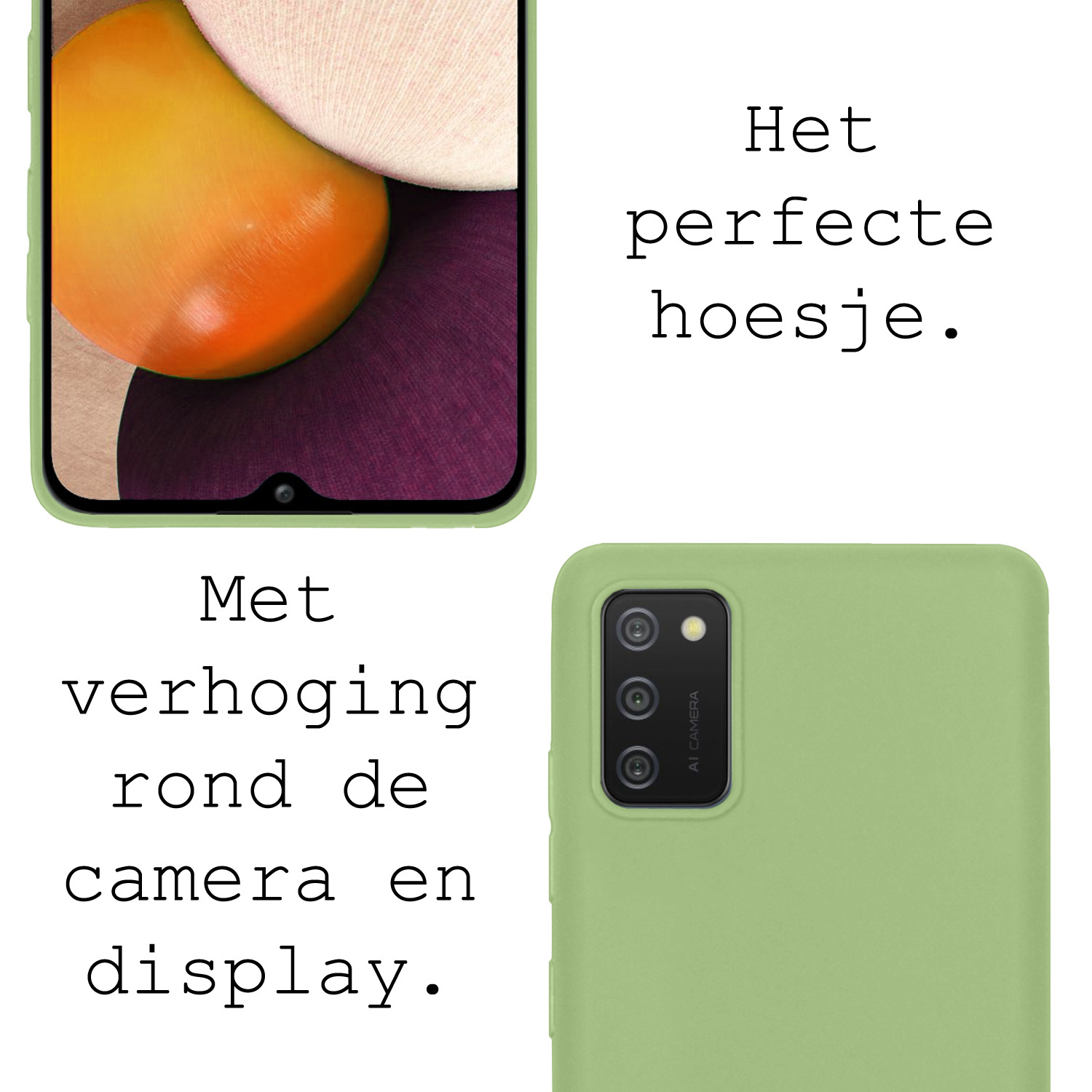 BASEY. Hoes Geschikt voor Samsung A02s Hoesje Siliconen Back Cover Case - Hoesje Geschikt voor Samsung Galaxy A02s Hoes Cover Hoesje - Groen - 2 Stuks