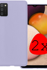 BASEY. Hoes Geschikt voor Samsung A02s Hoesje Siliconen Back Cover Case - Hoesje Geschikt voor Samsung Galaxy A02s Hoes Cover Hoesje - Lila - 2 Stuks