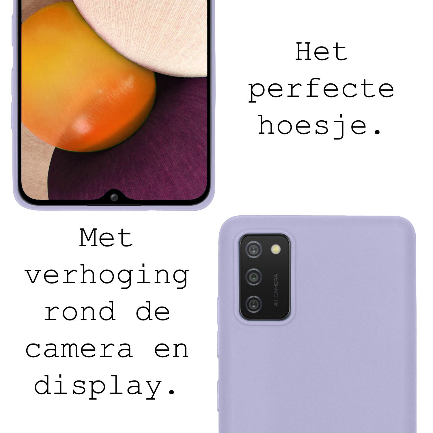 BASEY. Hoes Geschikt voor Samsung A02s Hoesje Siliconen Back Cover Case - Hoesje Geschikt voor Samsung Galaxy A02s Hoes Cover Hoesje - Lila - 2 Stuks