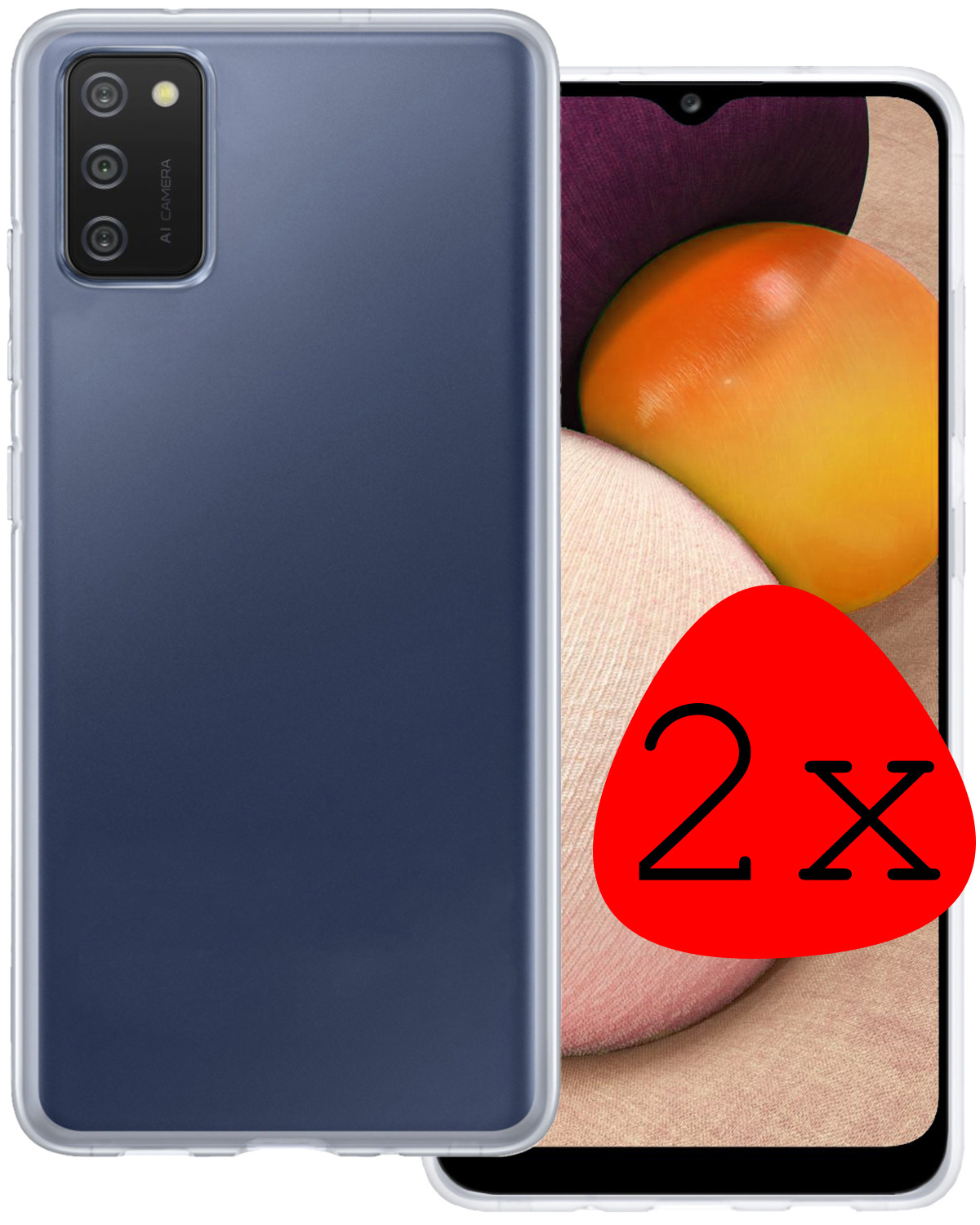 BASEY. Hoes Geschikt voor Samsung A02s Hoesje Siliconen Back Cover Case - Hoesje Geschikt voor Samsung Galaxy A02s Hoes Cover Hoesje - Transparant - 2 Stuks