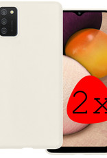 BASEY. Hoes Geschikt voor Samsung A02s Hoesje Siliconen Back Cover Case - Hoesje Geschikt voor Samsung Galaxy A02s Hoes Cover Hoesje - Wit - 2 Stuks