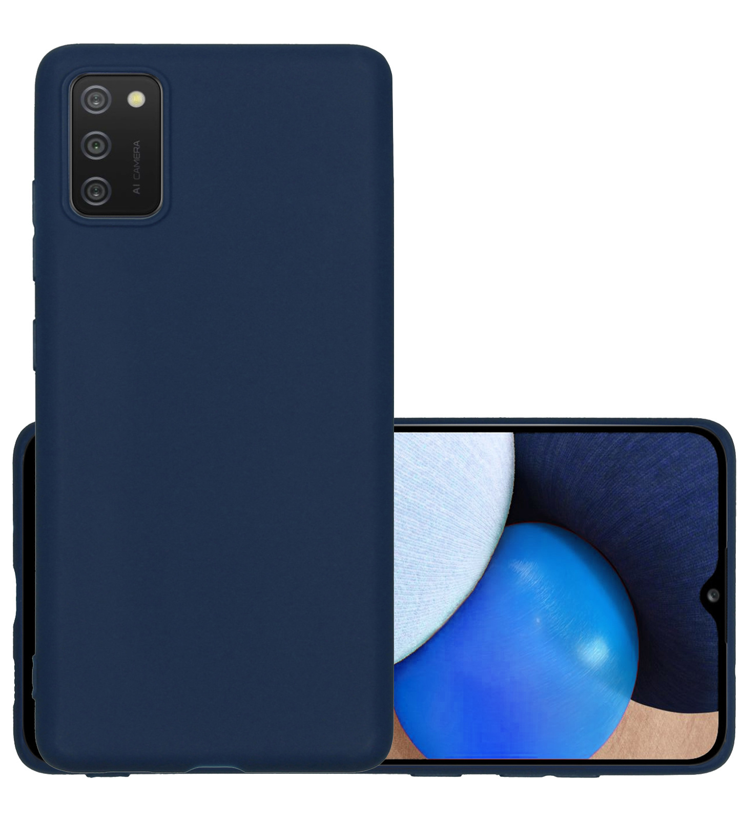NoXx Hoes Geschikt voor Samsung A02s Hoesje Cover Siliconen Back Case Hoes - Donkerblauw
