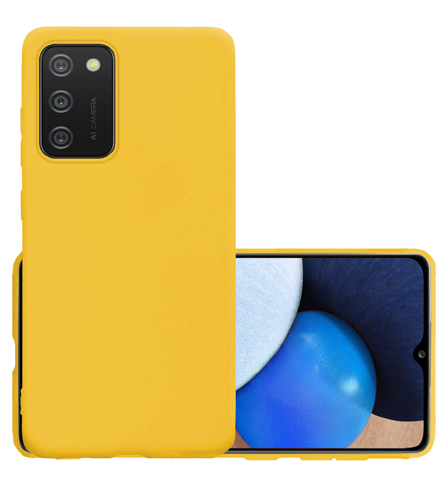 NoXx Hoes Geschikt voor Samsung A02s Hoesje Cover Siliconen Back Case Hoes - Geel