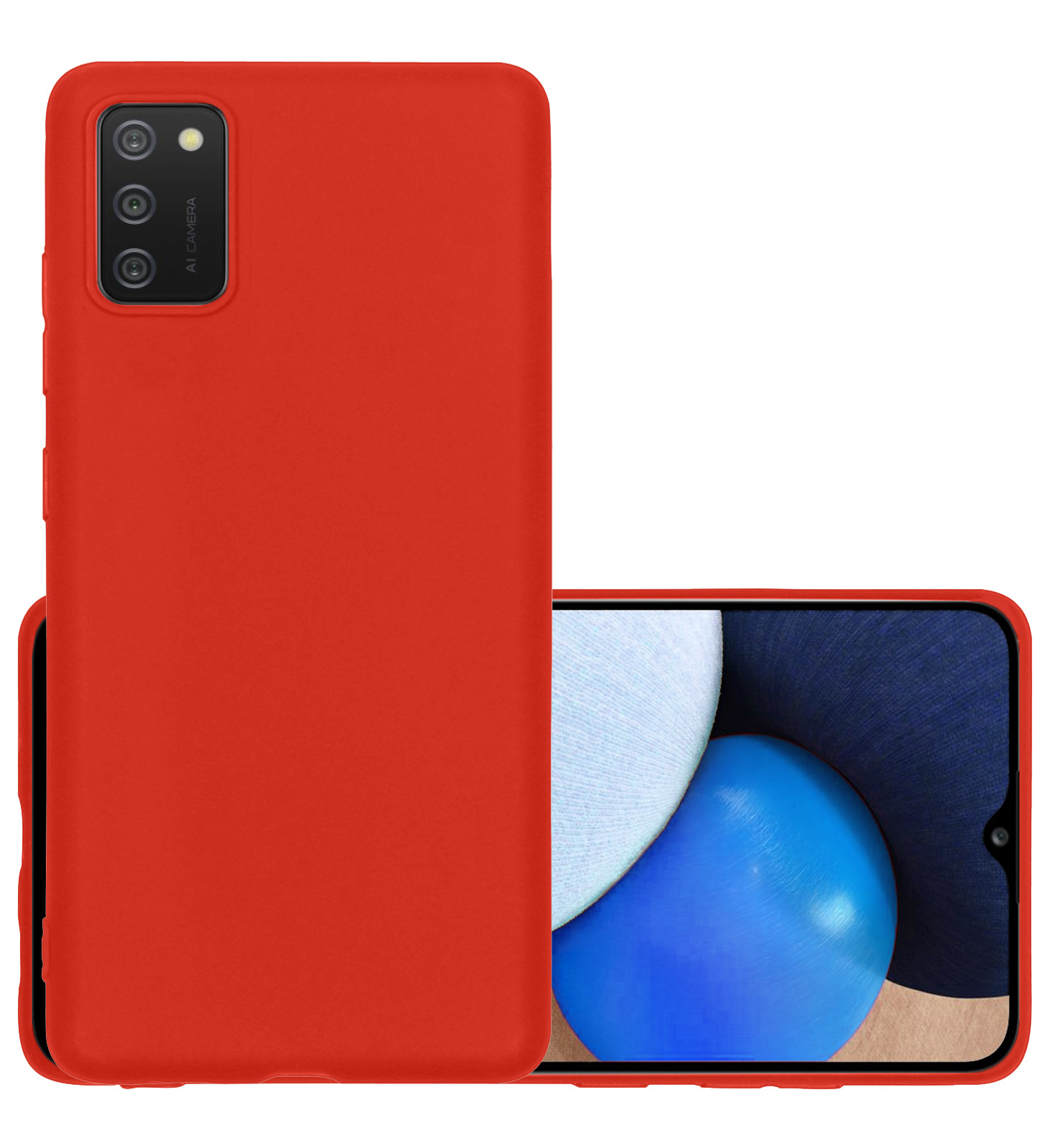 NoXx Hoes Geschikt voor Samsung A02s Hoesje Cover Siliconen Back Case Hoes - Rood