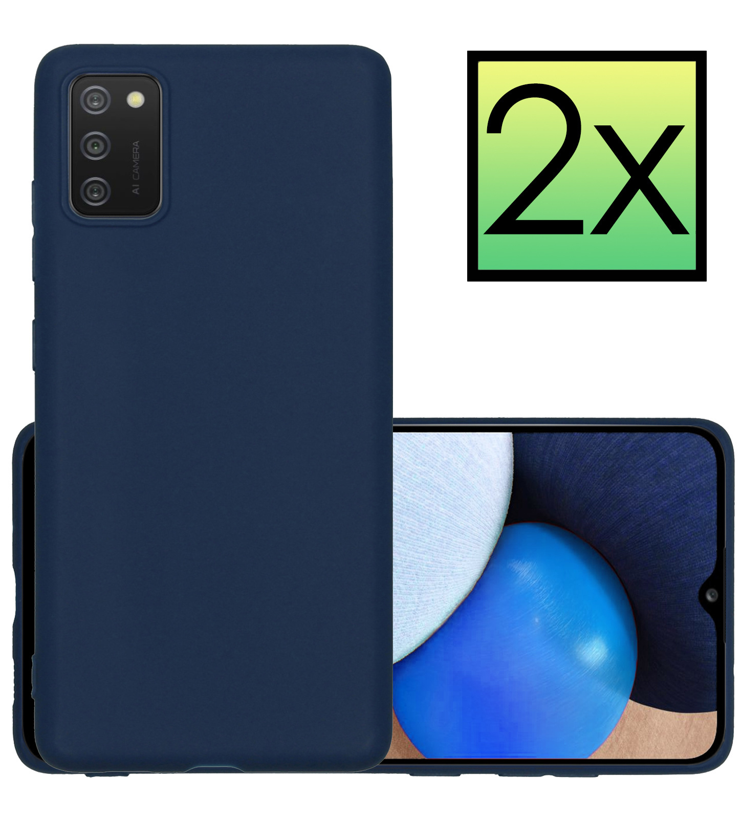 NoXx Hoes Geschikt voor Samsung A02s Hoesje Cover Siliconen Back Case Hoes - Donkerblauw - 2x
