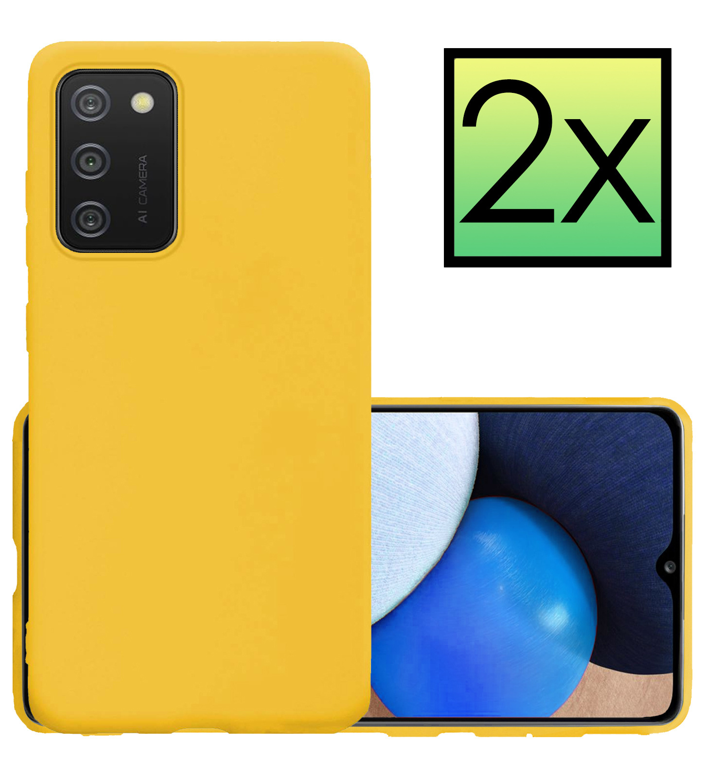 NoXx Hoes Geschikt voor Samsung A02s Hoesje Cover Siliconen Back Case Hoes - Geel - 2x