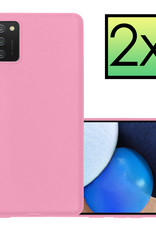 NoXx Hoes Geschikt voor Samsung A02s Hoesje Cover Siliconen Back Case Hoes - Lichtroze - 2x