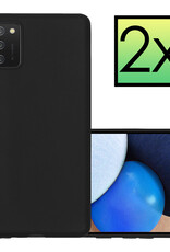 NoXx Hoes Geschikt voor Samsung A02s Hoesje Cover Siliconen Back Case Hoes - Zwart - 2x
