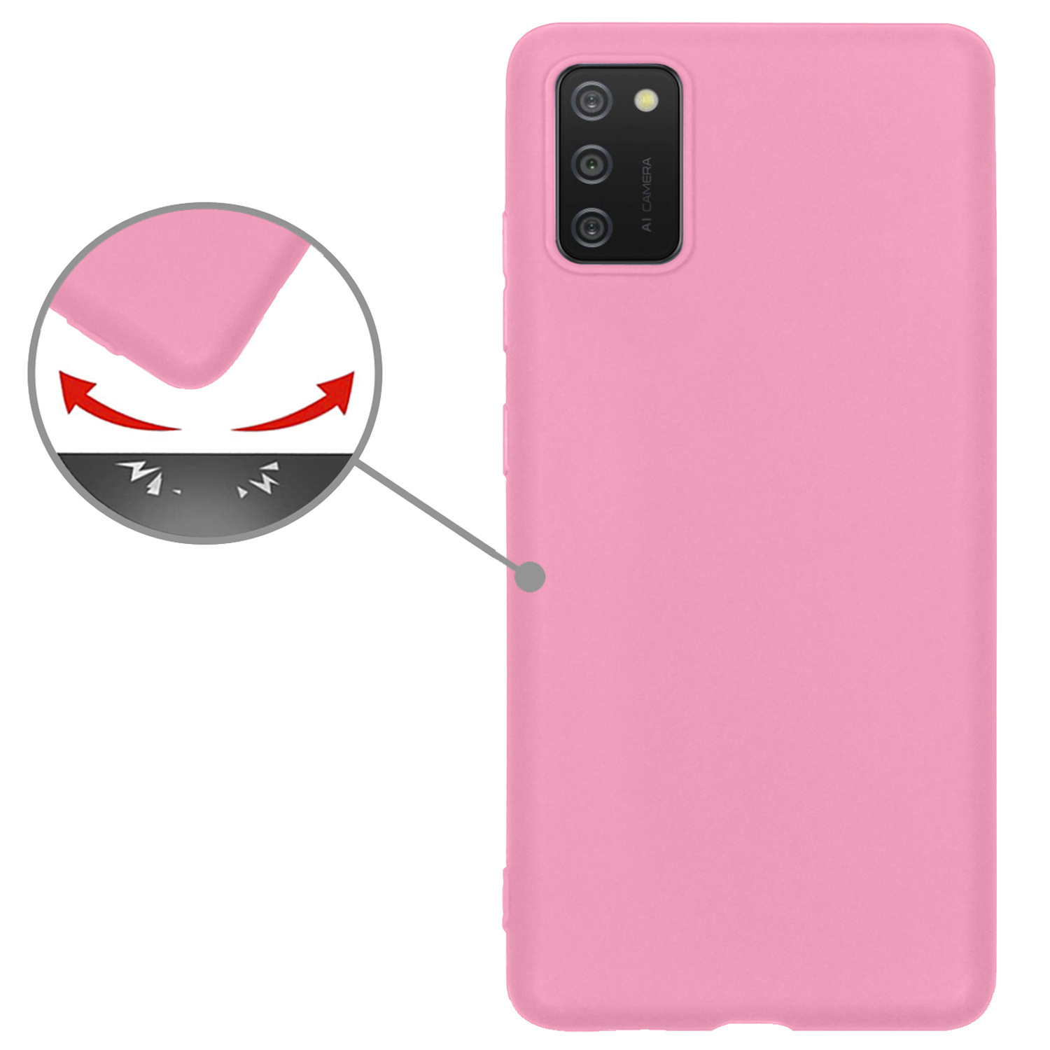 Nomfy Hoesje Geschikt voor Samsung A02s Hoesje Siliconen Cover Case - Hoes Geschikt voor Samsung Galaxy A02s Hoes Back Case - Lichtroze