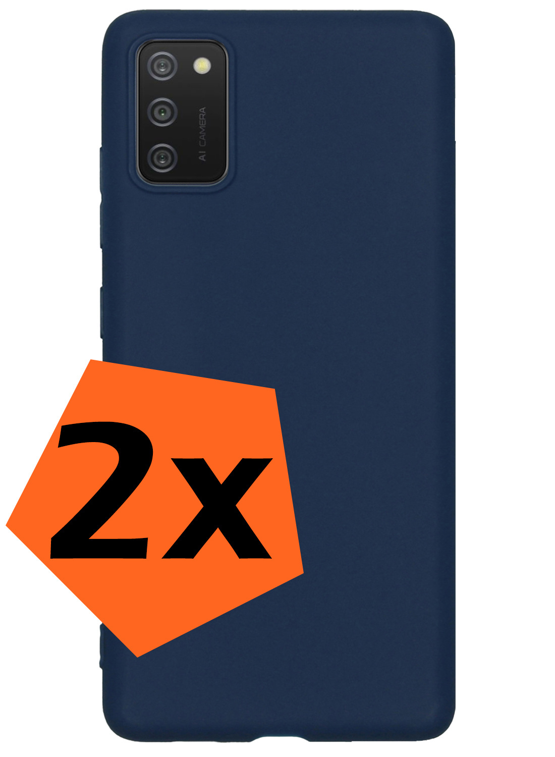 Nomfy Hoesje Geschikt voor Samsung A02s Hoesje Siliconen Cover Case - Hoes Geschikt voor Samsung Galaxy A02s Hoes Back Case - 2-PACK - Donkerblauw