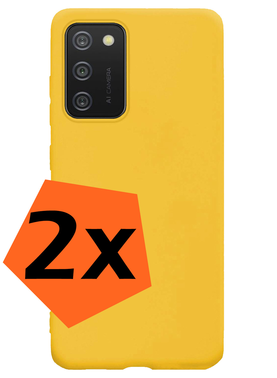 Nomfy Hoesje Geschikt voor Samsung A02s Hoesje Siliconen Cover Case - Hoes Geschikt voor Samsung Galaxy A02s Hoes Back Case - 2-PACK - Geel