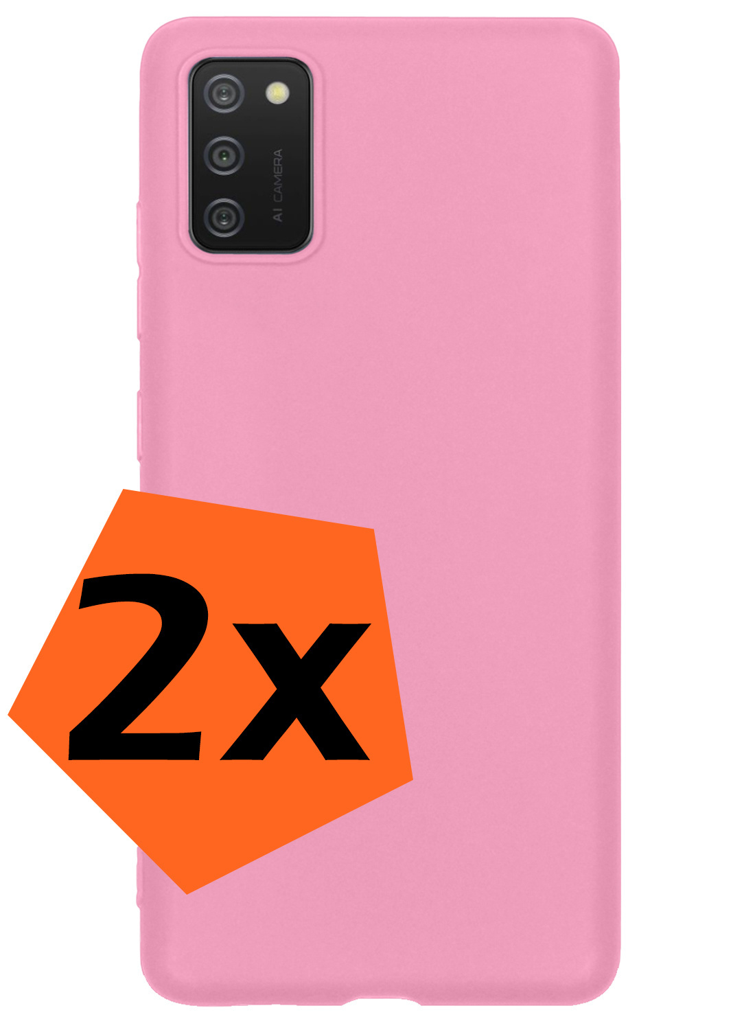 Nomfy Hoesje Geschikt voor Samsung A02s Hoesje Siliconen Cover Case - Hoes Geschikt voor Samsung Galaxy A02s Hoes Back Case - 2-PACK - Lichtroze