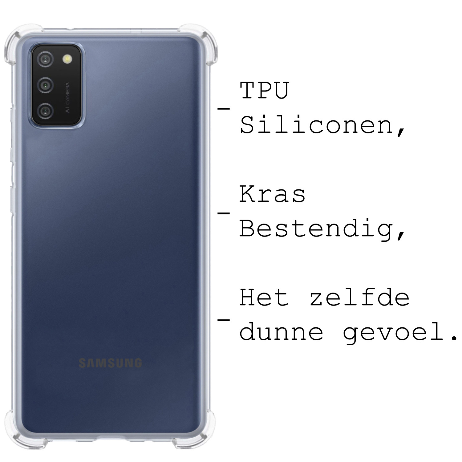 BASEY. Hoes Geschikt voor Samsung A02s Hoesje Shock Proof Case Hoes Siliconen Met 2x Screenprotector - Hoesje Geschikt voor Samsung Galaxy A02s Hoes Cover Shockproof - Transparant