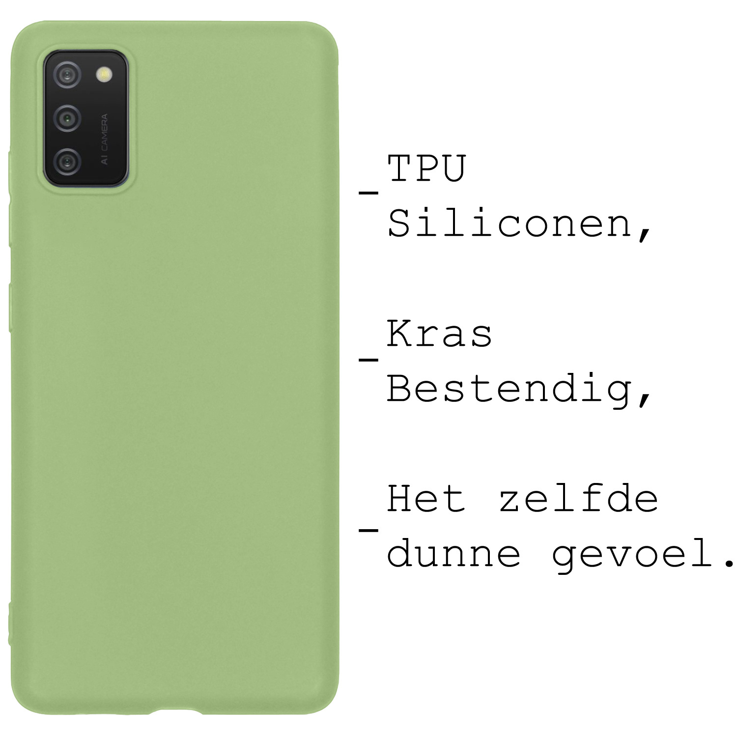 BASEY. Hoes Geschikt voor Samsung A02s Hoesje Siliconen Back Cover Case Met Screenprotector - Hoesje Geschikt voor Samsung Galaxy A02s Hoes Cover Hoesje - Groen