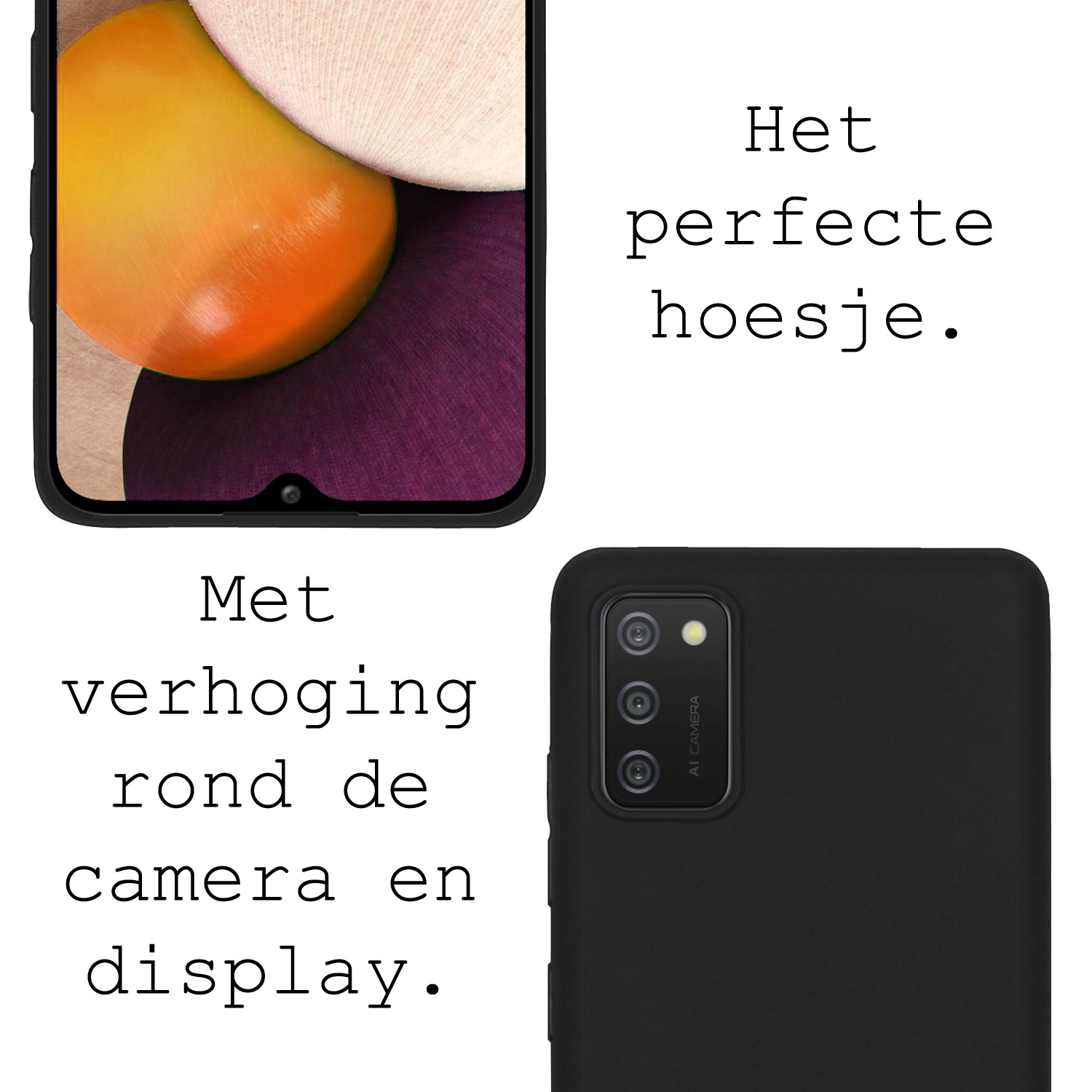 BASEY. Hoes Geschikt voor Samsung A02s Hoesje Siliconen Back Cover Case Met 2x Screenprotector - Hoesje Geschikt voor Samsung Galaxy A02s Hoes Cover Hoesje - Zwart