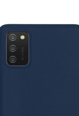 NoXx Hoes Geschikt voor Samsung A02s Hoesje Cover Siliconen Back Case Hoes Met 2x Screenprotector - Donkerblauw