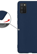 Nomfy Hoesje Geschikt voor Samsung A02s Hoesje Siliconen Cover Case Met Screenprotector - Hoes Geschikt voor Samsung Galaxy A02s Hoes Back Case - Donkerblauw