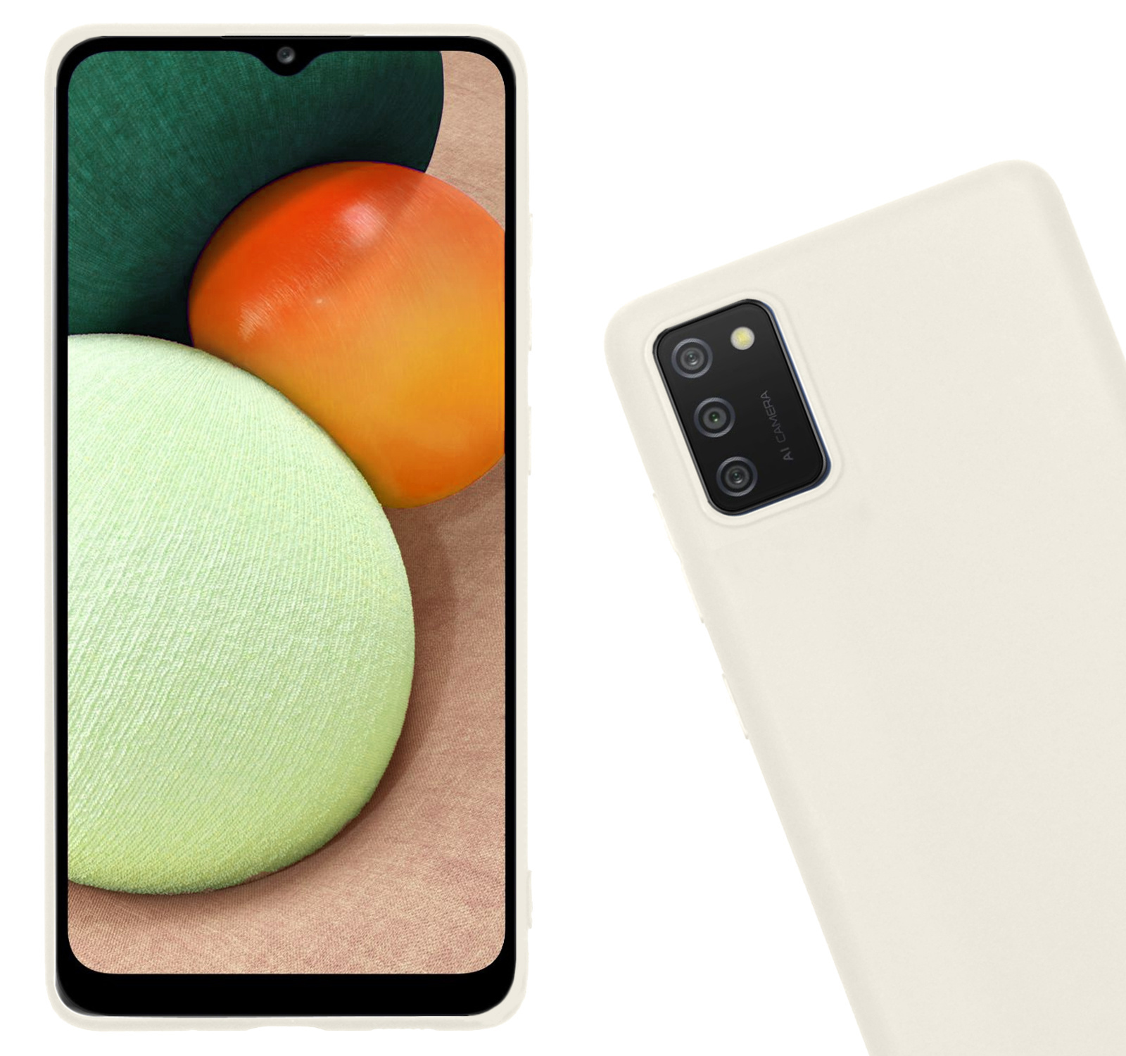Nomfy Hoesje Geschikt voor Samsung A02s Hoesje Siliconen Cover Case Met Screenprotector - Hoes Geschikt voor Samsung Galaxy A02s Hoes Back Case - Wit