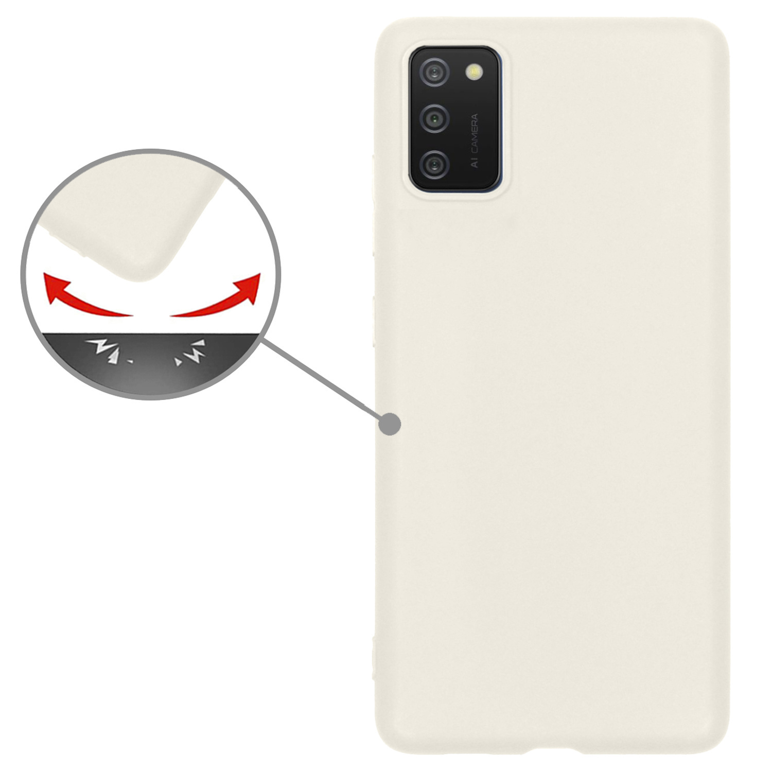 Nomfy Hoesje Geschikt voor Samsung A02s Hoesje Siliconen Cover Case Met Screenprotector - Hoes Geschikt voor Samsung Galaxy A02s Hoes Back Case - Wit