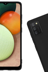 Nomfy Hoesje Geschikt voor Samsung A02s Hoesje Siliconen Cover Case Met Screenprotector - Hoes Geschikt voor Samsung Galaxy A02s Hoes Back Case - Zwart