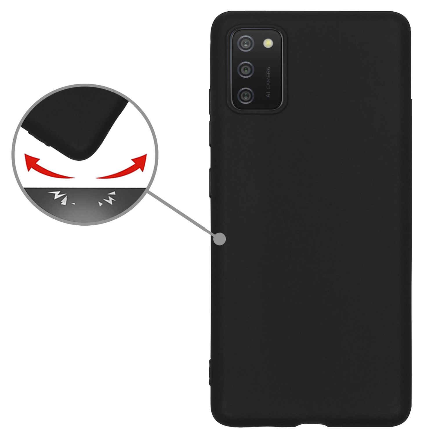 Nomfy Hoesje Geschikt voor Samsung A02s Hoesje Siliconen Cover Case Met Screenprotector - Hoes Geschikt voor Samsung Galaxy A02s Hoes Back Case - Zwart