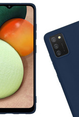Nomfy Hoesje Geschikt voor Samsung A02s Hoesje Siliconen Cover Case Met 2x Screenprotector - Hoes Geschikt voor Samsung Galaxy A02s Hoes Back Case - Donkerblauw
