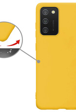 Nomfy Hoesje Geschikt voor Samsung A02s Hoesje Siliconen Cover Case Met 2x Screenprotector - Hoes Geschikt voor Samsung Galaxy A02s Hoes Back Case - Geel