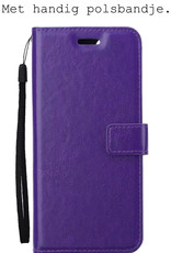BASEY. Hoes Geschikt voor Samsung A02s Hoesje Bookcase Hoes Flip Case Book Cover Met Screenprotector - Hoesje Geschikt voor Samsung Galaxy A02s Hoes Book Case Hoesje - Paars