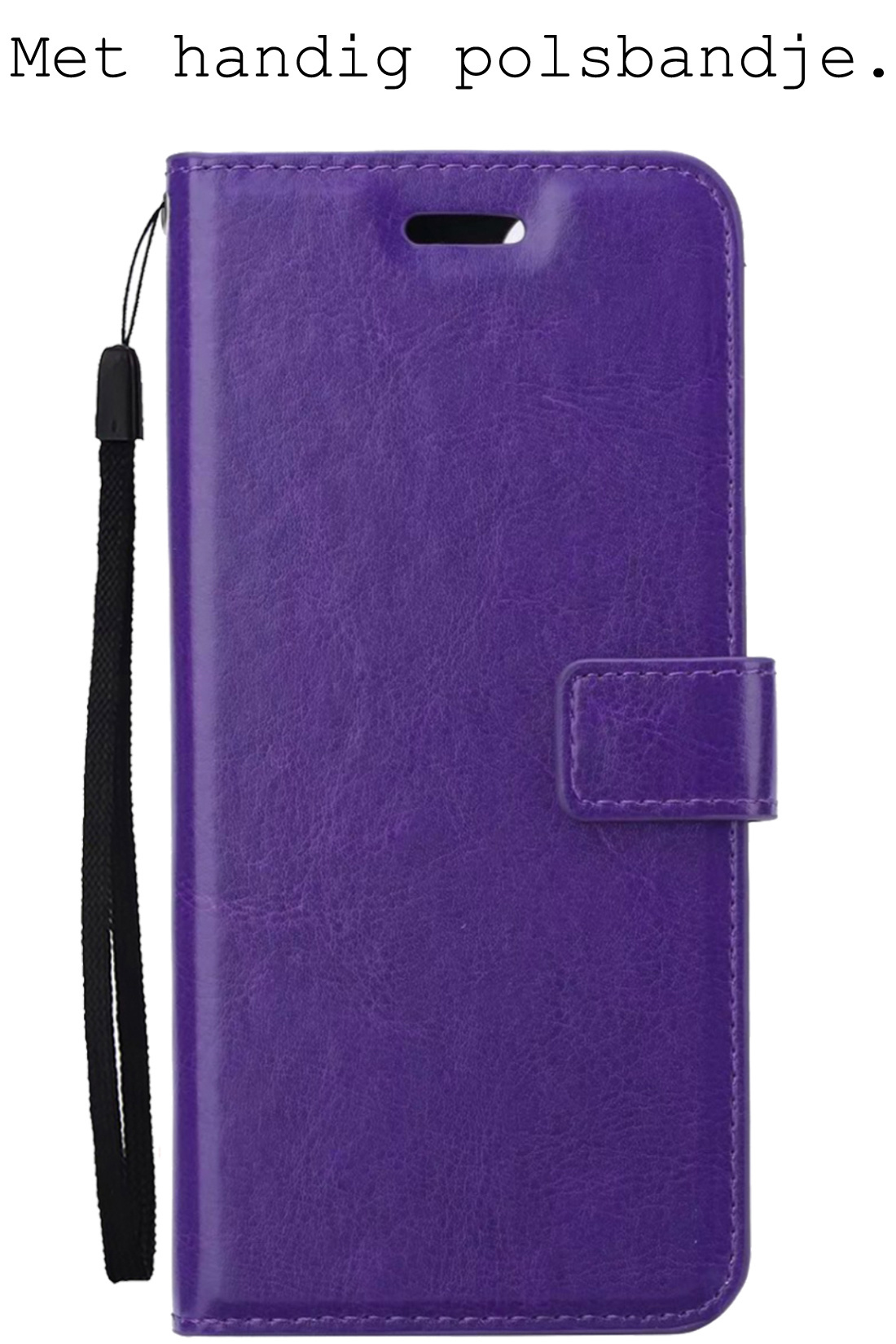 BASEY. Hoes Geschikt voor Samsung A02s Hoesje Bookcase Hoes Flip Case Book Cover Met Screenprotector - Hoesje Geschikt voor Samsung Galaxy A02s Hoes Book Case Hoesje - Paars