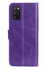 BASEY. Hoes Geschikt voor Samsung A02s Hoesje Bookcase Hoes Flip Case Book Cover Met Screenprotector - Hoesje Geschikt voor Samsung Galaxy A02s Hoes Book Case Hoesje - Paars
