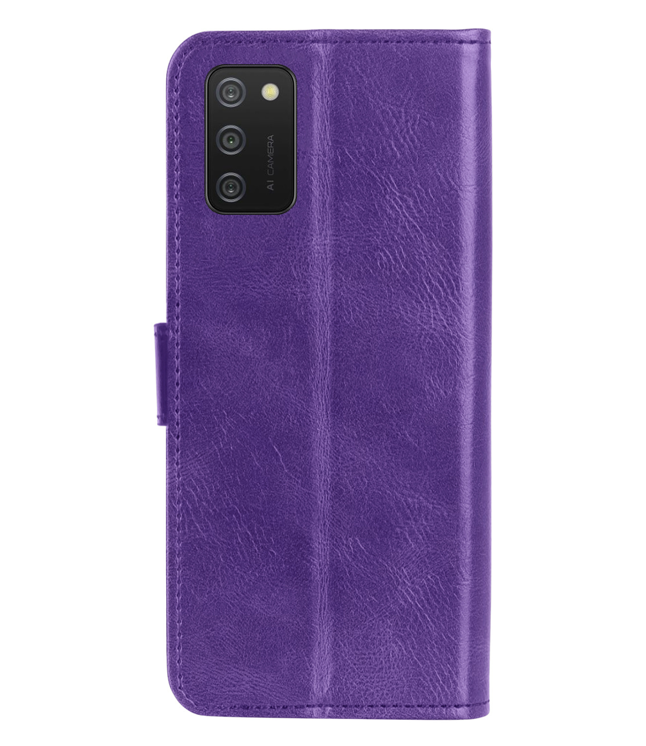 BASEY. Hoes Geschikt voor Samsung A02s Hoesje Bookcase Hoes Flip Case Book Cover Met Screenprotector - Hoesje Geschikt voor Samsung Galaxy A02s Hoes Book Case Hoesje - Paars