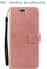 BASEY. Hoes Geschikt voor Samsung A02s Hoesje Bookcase Hoes Flip Case Book Cover Met Screenprotector - Hoesje Geschikt voor Samsung Galaxy A02s Hoes Book Case Hoesje - Rosé goud