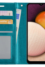 BASEY. Hoes Geschikt voor Samsung A02s Hoesje Bookcase Hoes Flip Case Book Cover Met Screenprotector - Hoesje Geschikt voor Samsung Galaxy A02s Hoes Book Case Hoesje - Turquoise