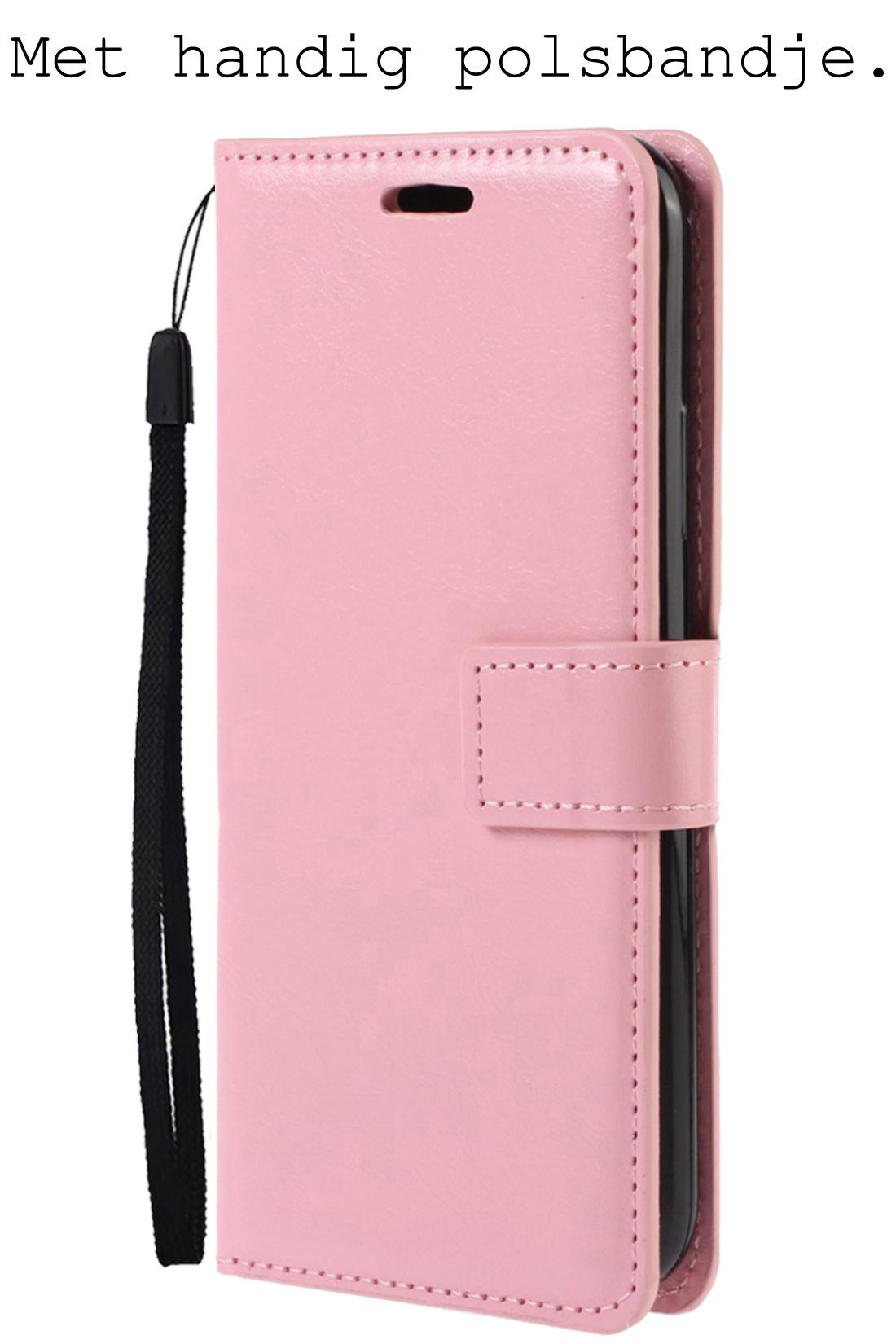 BASEY. Hoes Geschikt voor Samsung A02s Hoesje Bookcase Hoes Flip Case Book Cover Met 2x Screenprotector - Hoesje Geschikt voor Samsung Galaxy A02s Hoes Book Case Hoesje - Lichtroze