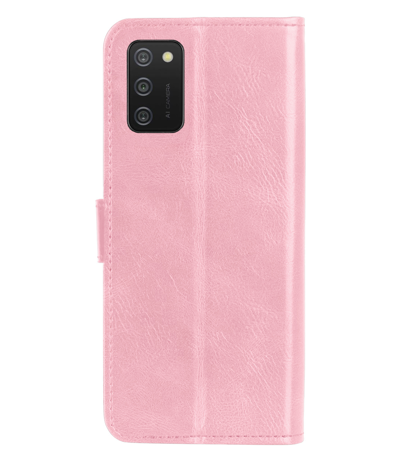 BASEY. Hoes Geschikt voor Samsung A02s Hoesje Bookcase Hoes Flip Case Book Cover Met 2x Screenprotector - Hoesje Geschikt voor Samsung Galaxy A02s Hoes Book Case Hoesje - Lichtroze