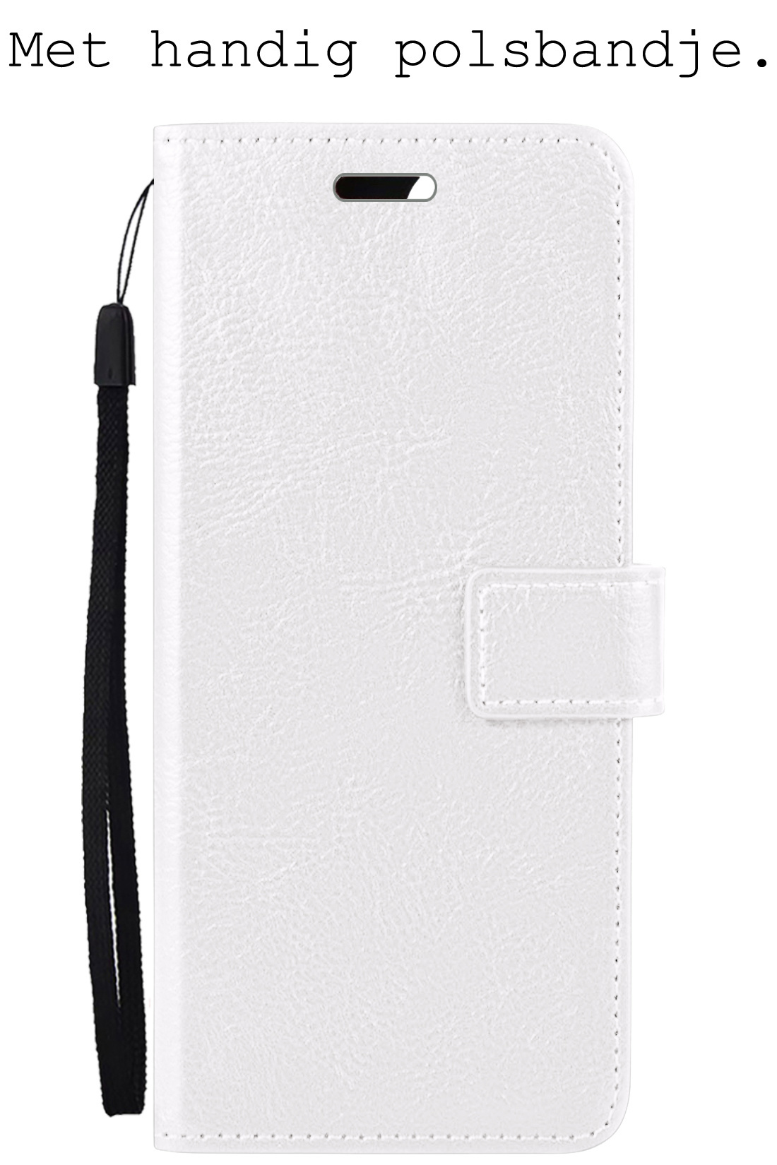 BASEY. Hoes Geschikt voor Samsung A02s Hoesje Bookcase Hoes Flip Case Book Cover Met 2x Screenprotector - Hoesje Geschikt voor Samsung Galaxy A02s Hoes Book Case Hoesje - Wit