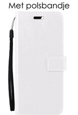 NoXx Hoes Geschikt voor Samsung A02s Hoesje Book Case Hoes Flip Cover Wallet Bookcase Met Screenprotector - Wit