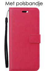 NoXx Hoes Geschikt voor Samsung A02s Hoesje Book Case Hoes Flip Cover Wallet Bookcase Met 2x Screenprotector - Donkerroze